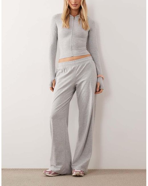 Kaiia Gray Cotton Rich Wide Leg Sweatpants