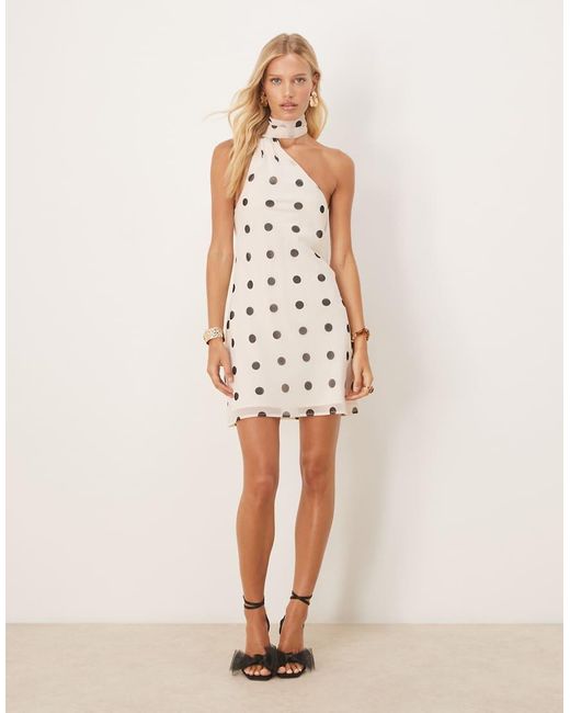 ASOS White Chiffon Scarf Neck Mini Dress