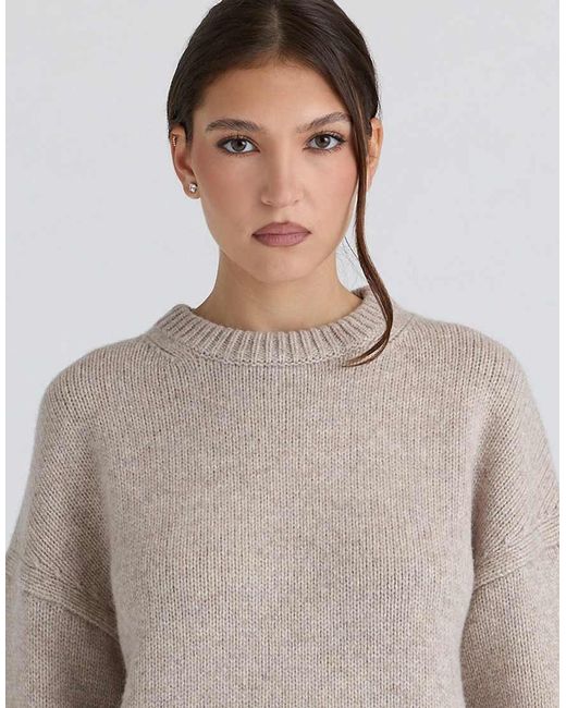 House Of Cb Gray Bear Oatmeal Wool Chunky Knit Sweater