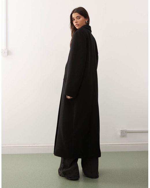 Weekday Black Logan Wool Blend Oversized Double Breasted Coat