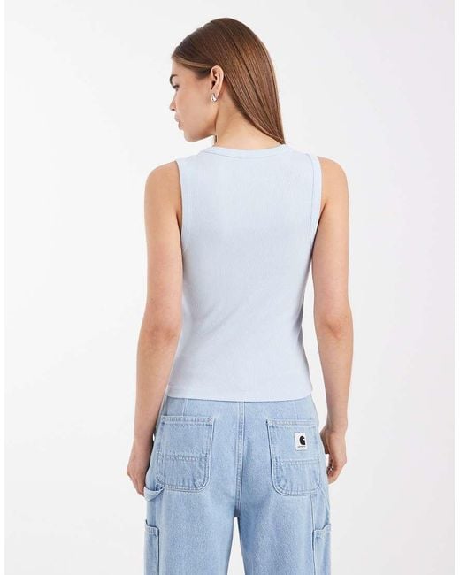 ASOS White Ribbed V Neck Vest