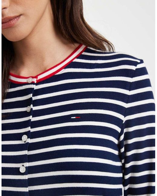 Tommy Hilfiger Blue Jersey Slim Fit Rib Long Sleeve Cardigan