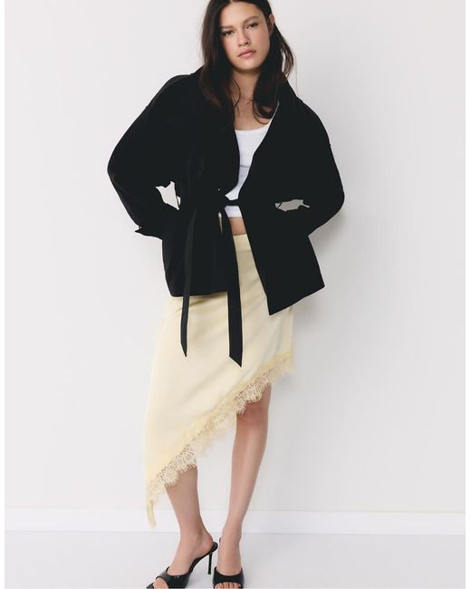 Stradivarius Black High-neck Trench Coat