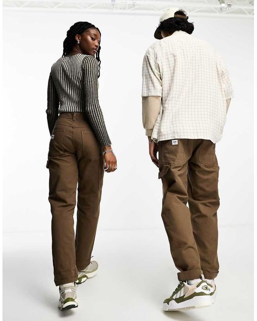 Lee Jeans Brown Workwear Capsule Relaxed Canvas Carpenter Trousers