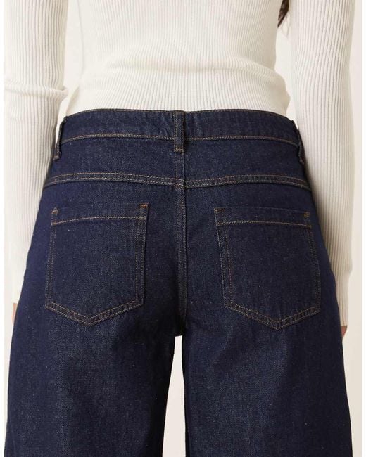 Vaqueros De Corte Boyfriend Holgado Extragrande Con Bajos Vueltos Y Acabado Enjuagado De -Azul Marino ASOS de color Blue