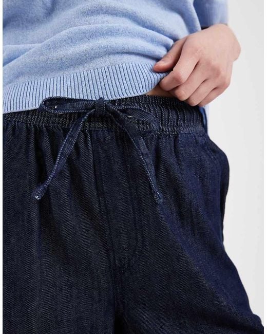 New Look Blue Wide Leg Chambray Denim Pants