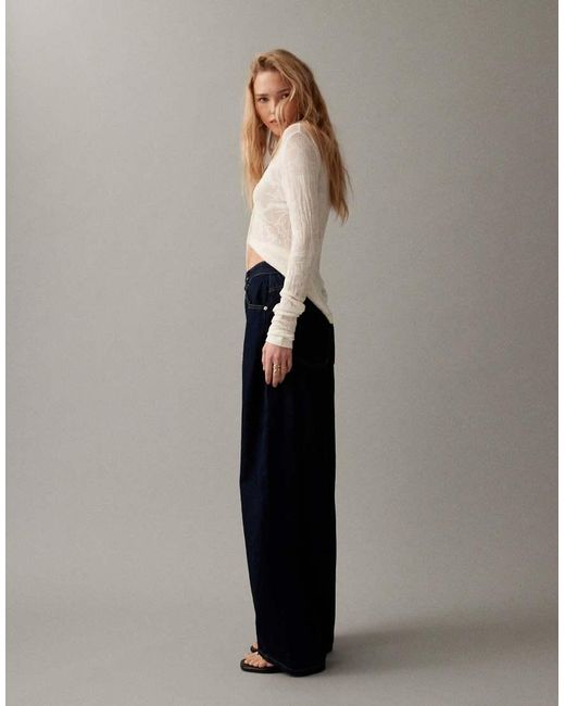 ASOS Blue High Waisted Horseshoe Barrel Leg Jeans