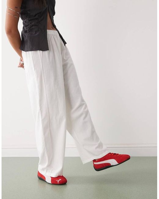 Collusion White Relaxed Woven Balloon Pant With Linen