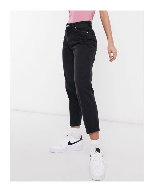 Monki Denim Taiki High Waist Mom Jeans With Organic Cotton in Black | Lyst