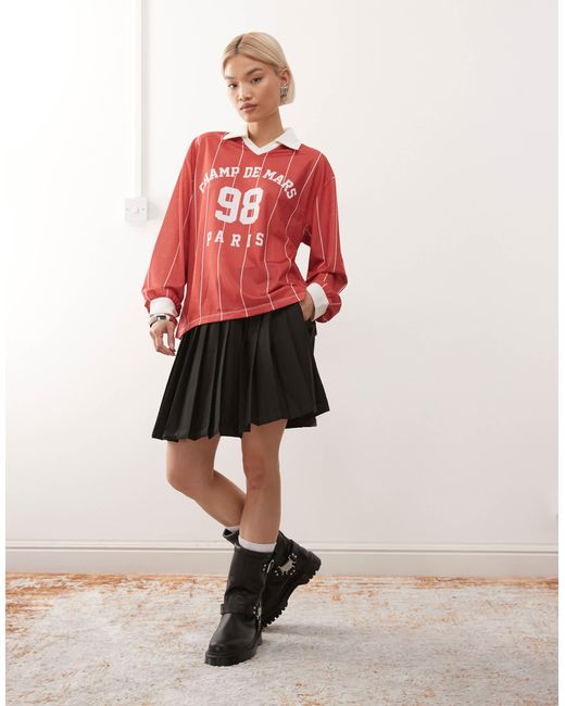 Monki Red – midi-faltenrock