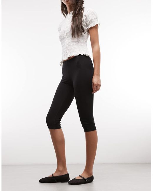 Monki Black Jersey Stretch Capri Pants