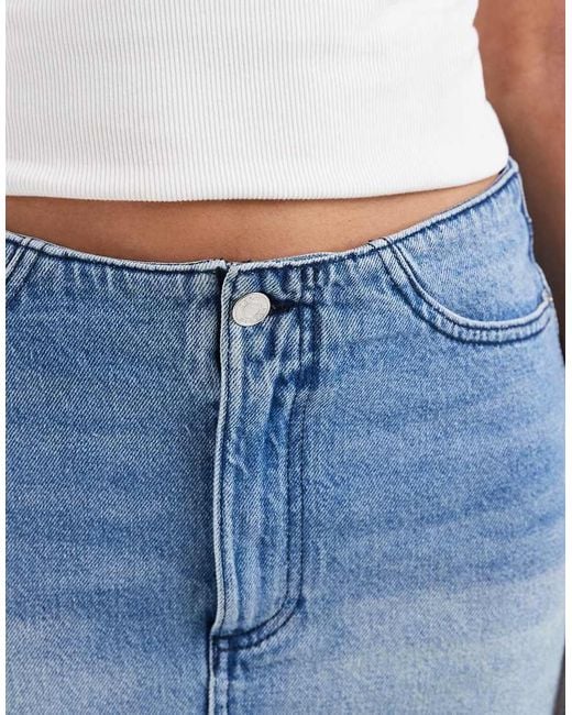 ASOS Blue Denim Low Rise Mini Skirt With No Waistband