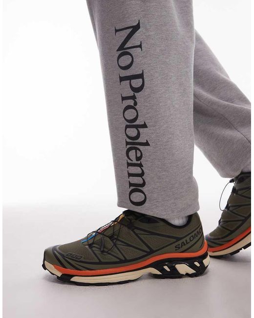 No Problemo Gray Logo Cotton Joggers for men