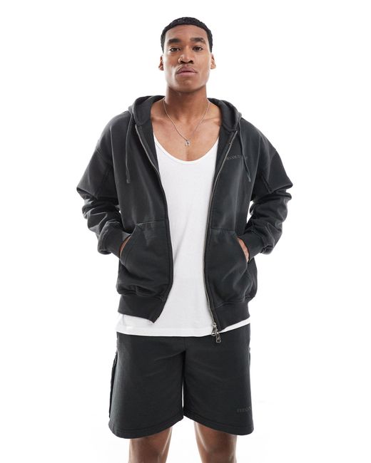 Sweat à capuche d'ensemble entièrement zippé avec coutures brutes - anthracite The Couture Club pour homme en coloris Black