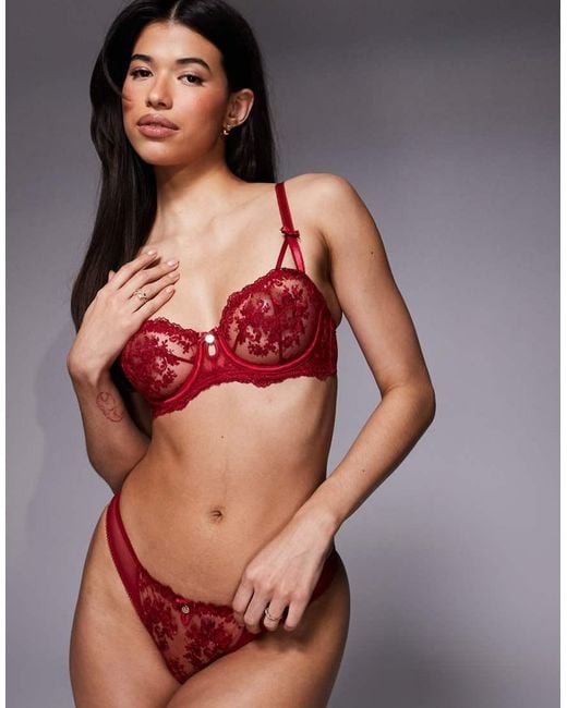 Boux Avenue Red Anastasia Lace Balconette Bra