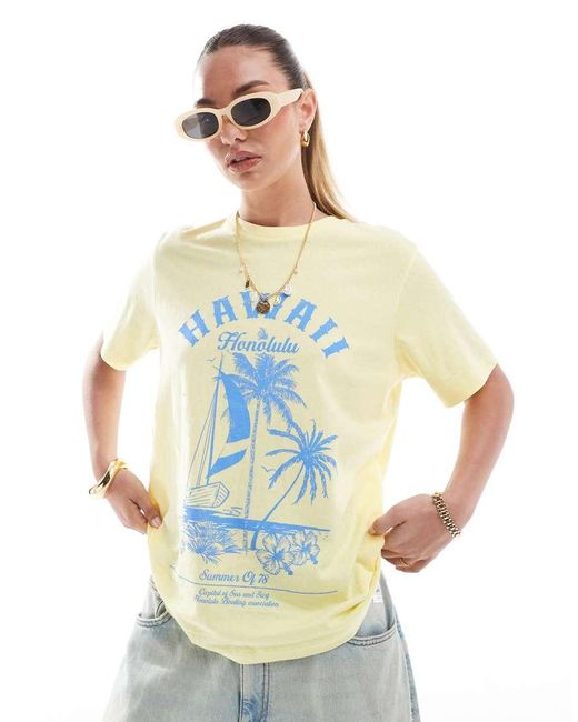 ASOS Regular-Fit T-Shirt Met Grafische Print in het Yellow