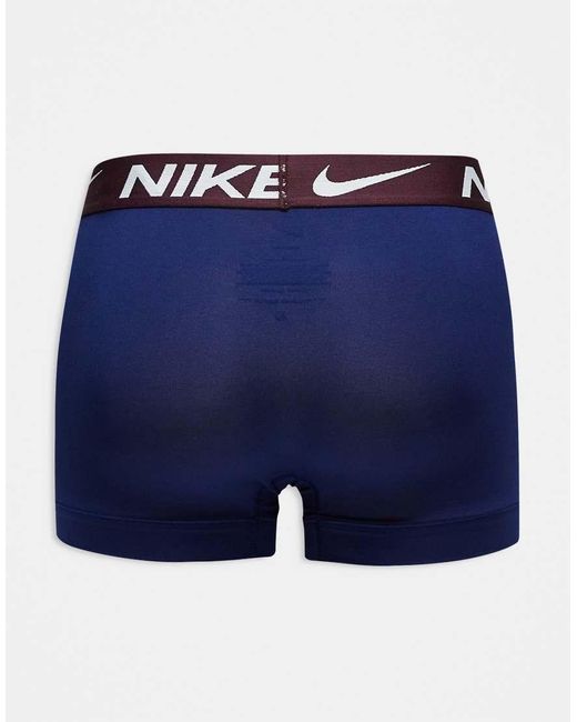 Nike Blue Dri-Fit Essential Microfibre 3 Pack Trunks for men
