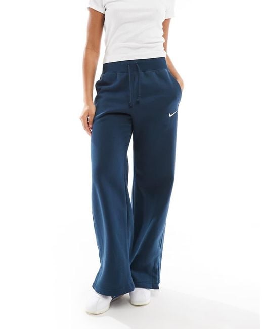 Nike Blue Phoenix Fleece Oversized Wide Leg Joggers