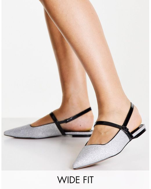 silver flat shoes wide fit