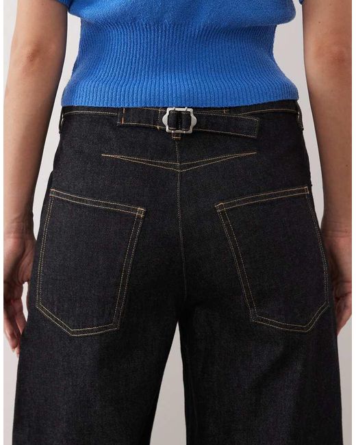 Mango Blue Mari 100% Cotton Straight Jean With Contrast Stitch