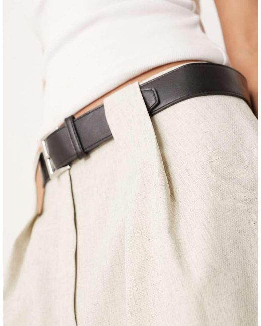 ASOS Natural Tall Tailored Textured Barrel Leg Trousers With Belt