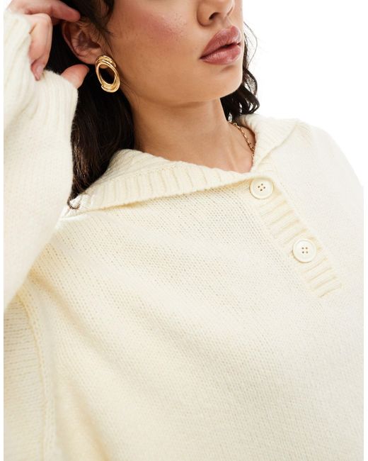 ASOS White Jumper With Button Collar