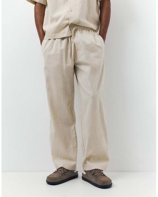 Pull&Bear Broek Van Linnenmix in het White voor heren