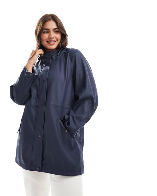 Vero Moda Blue Coated Rain Jacket With Hood