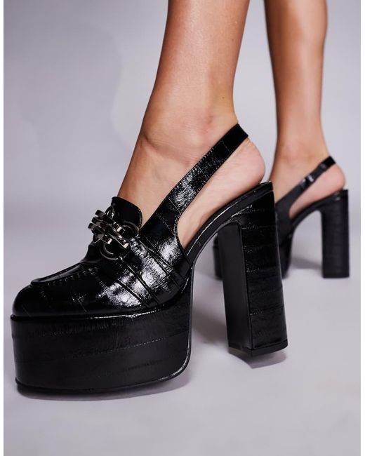 ASOS Black Polly Platform High Heel Loafers