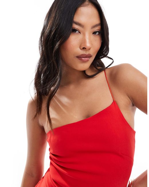 Vesper Petite Red – midaxi-kleid aus bengaline
