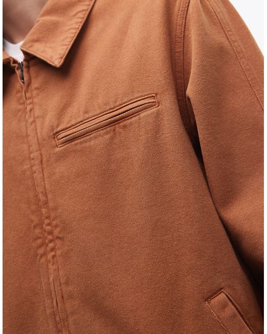 Topman Brown Washed Canvas Jacket for men