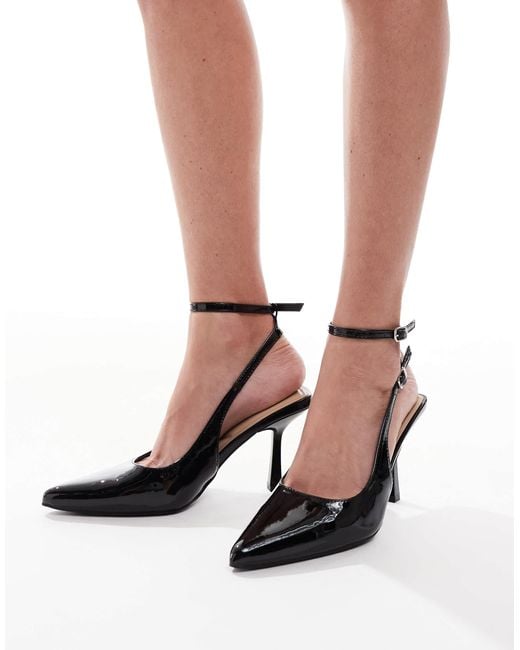 SEQWL Black Salado Sling Back Kitten Heels
