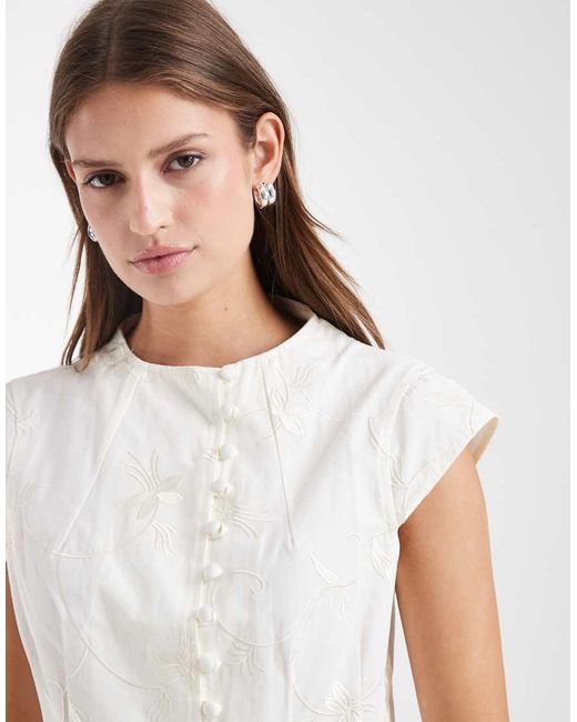 laagam White Melani Asymmetric Blouse