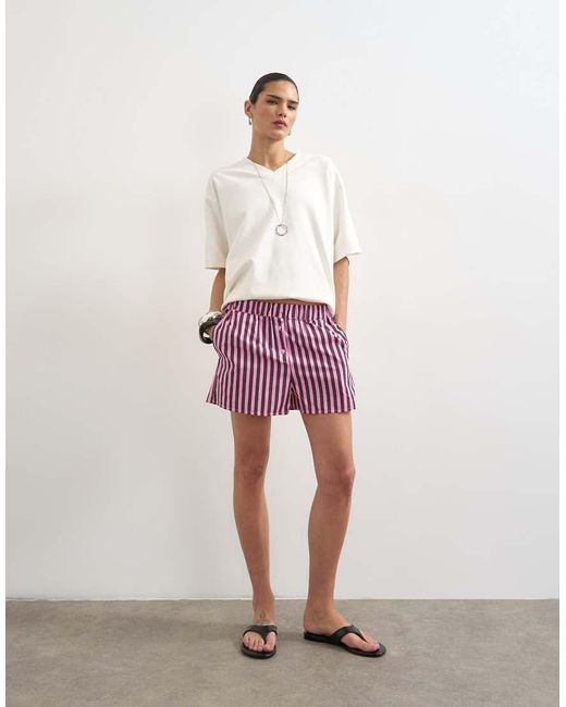 TOPSHOP Brown And Purple Stripe Boxer Short