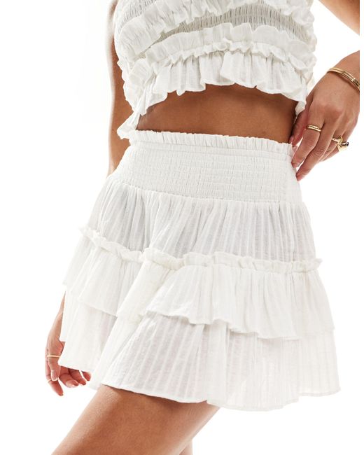 ASOS White Textured Dobby Co-ord Ra-ra Mini Beach Skirt