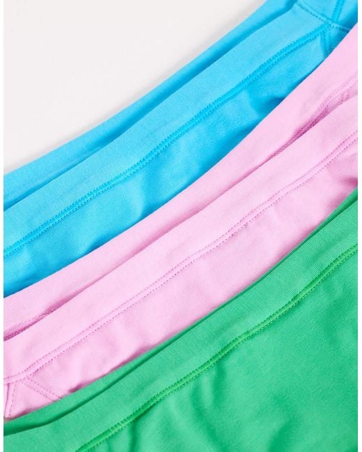 ASOS Green Pippa 3 Pack 90s Tanga Brazilian