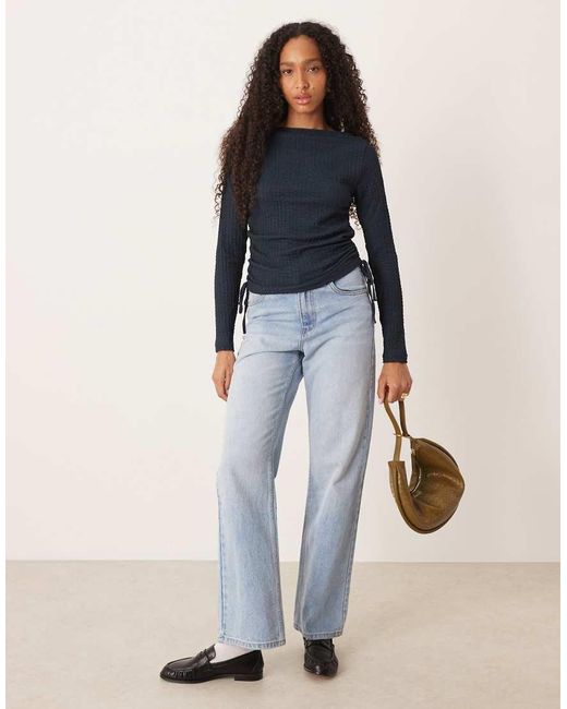 ASOS Blue Bubble Texture Long Sleeve Top