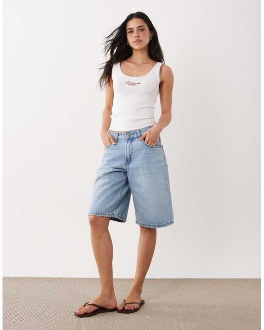Abercrombie & Fitch Blue Logo Scoop Neck Tank Top