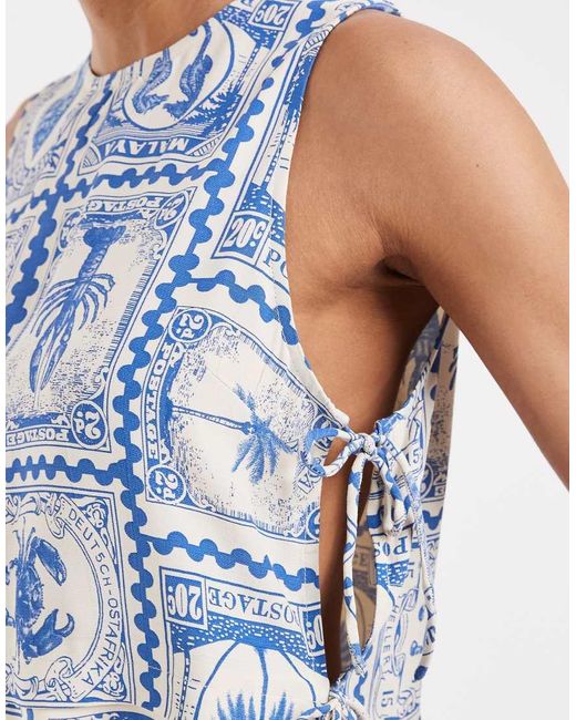 Object Blue Cropped Sleeveless Top
