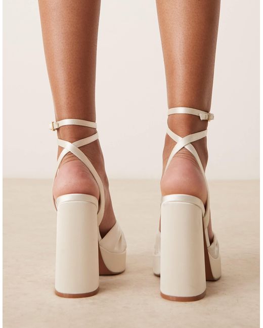 ASOS Natural Nikita Knotted Platform Block Heeled Sandals