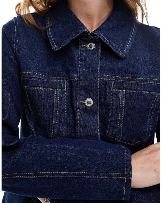 ONLY Blue Contrast Stitch Fitted Denim Jacket
