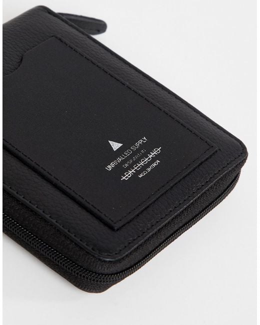 Lyst - ASOS Leather Zip Around Wallet In Black in Black for Men