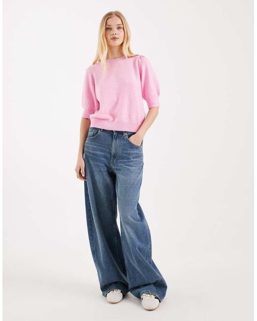 Vero Moda Pink Short Sleeved Knitted Top