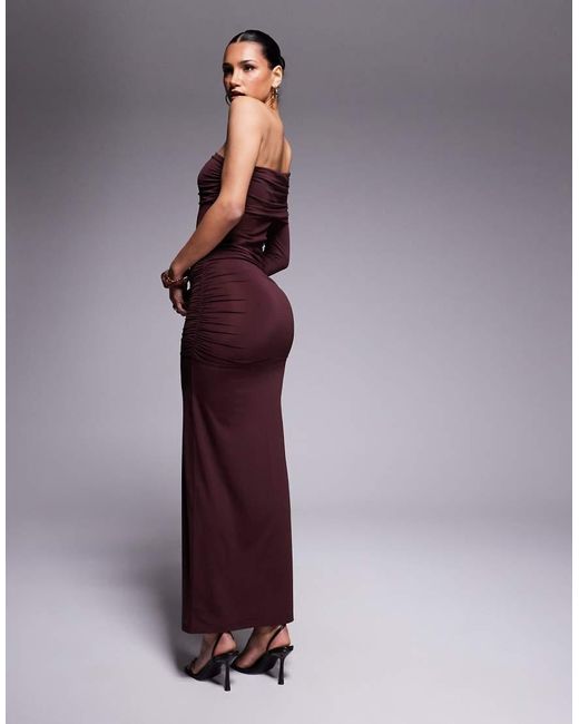 ASOS Purple Mesh Cut Out One Shoulder Maxi Dress