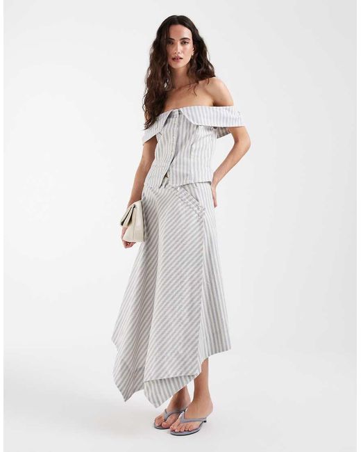 Muse Assembly White Midaxi Asymmetric Hem Skirt