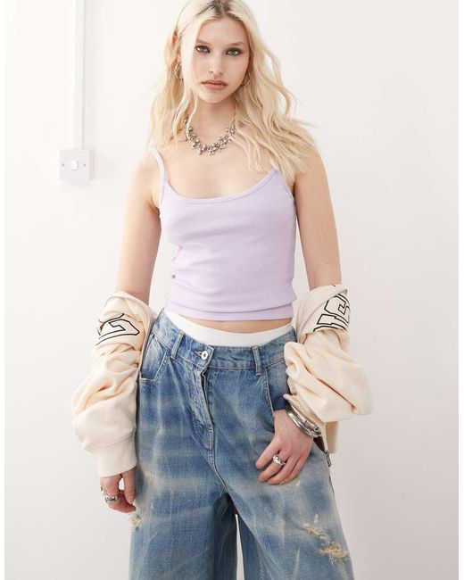 Collusion Blue Rib Crop Cami Top