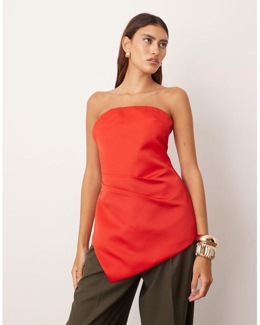 Top A Fascia Strutturato di ARRANGE in Red
