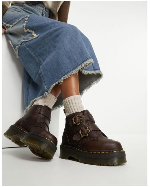 Devon - bottes à boucles fleurs en cuir - marron grizzly foncé Dr. Martens  en coloris Bleu | Lyst