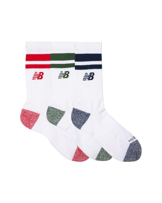 New Balance White Active Premium Stripe Crew Socks 3 Pack