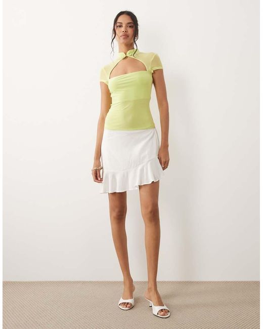 ASOS Green Rouleau Loop Cut Out Top